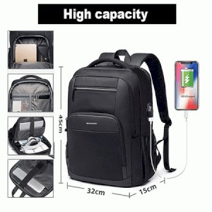 BANGE Large Capacity 15.6 Inch Laptop Backpack Durable Daily Men‘s School Bag Multi-Functional USB Charging Port Water Resistant