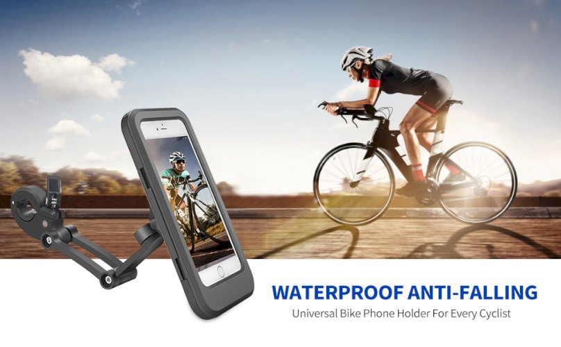 Waterproof Bike Phone Holder Case Universal Motorcycle Bicycle Phone Mount 360 Rotation Adjustable Clip Stand