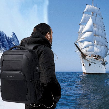 BANGE Large Capacity 15.6 Inch Laptop Backpack Durable Daily Men‘s School Bag Multi-Functional USB Charging Port Water Resistant