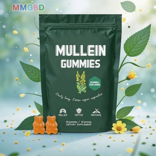 Mullein Gummies, Chewable Gummy Bears for Respiratory Health, Daily Respiratory Support